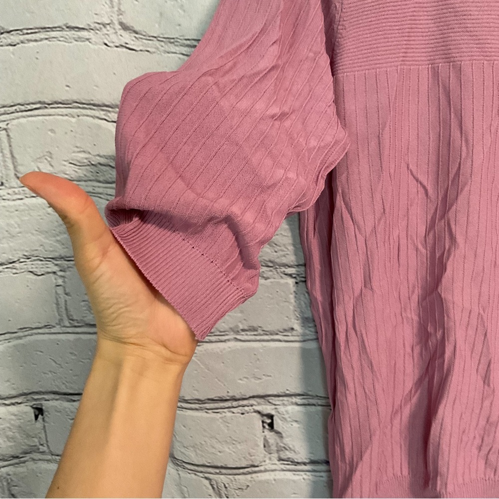 Pink Knit Ribbed Blouse - Picture 4 of 7